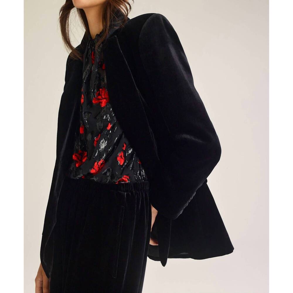 NEW SCANLAN THEODORE velvet tailored jacket in black